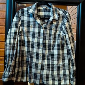 Duluth Trading Co Black and White Checkered Shirt